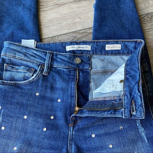 Mavi Sequins Accents Tess High Rise Super Skinny Crop Jean - Picture 8 of 12